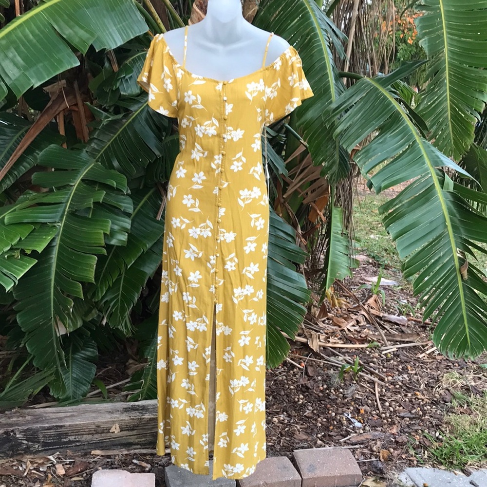 Billabong yellow gold floral dress
